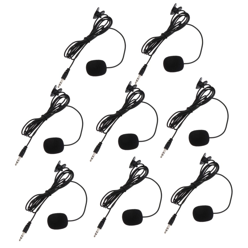 SUPVOX 8PCS Professional Clip-on Lavalier Microphone Set Black Omnidirectional Phone Mic Windscreen for Teaching Interviews and Public Speaking