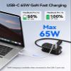 ORICO 65W GaN Travel Power Strip with 7-in-1 Charging Ports (3 AC Outlets/2 USB-A/2 USB-C), Flat Plug and 4FT Extension Cord, Fast Charger for MacBook Pro/Air, iPad Pro, iPhone 17/16/15 -AP3 view 3