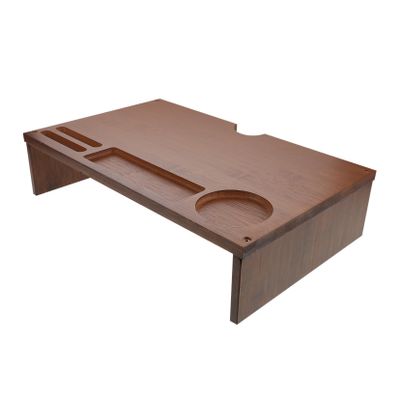 Yardwe Monitor Stand Riser for Ergonomic Desk Setup Multi-Functional Storage Organizer Walnut Finish Supports Various Monitor Promotes Posture Improvement and Workspace Orderliness