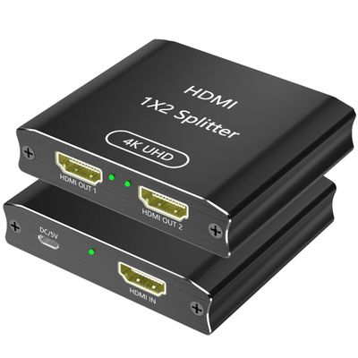HDMI Splitter 1 in 2 Out, 4K@30Hz, Dual Monitors, Aluminum HDMI Splitter Supports 3D & Full HD 1080P, HDTV Suitable for PS4/TV/projector/monitor