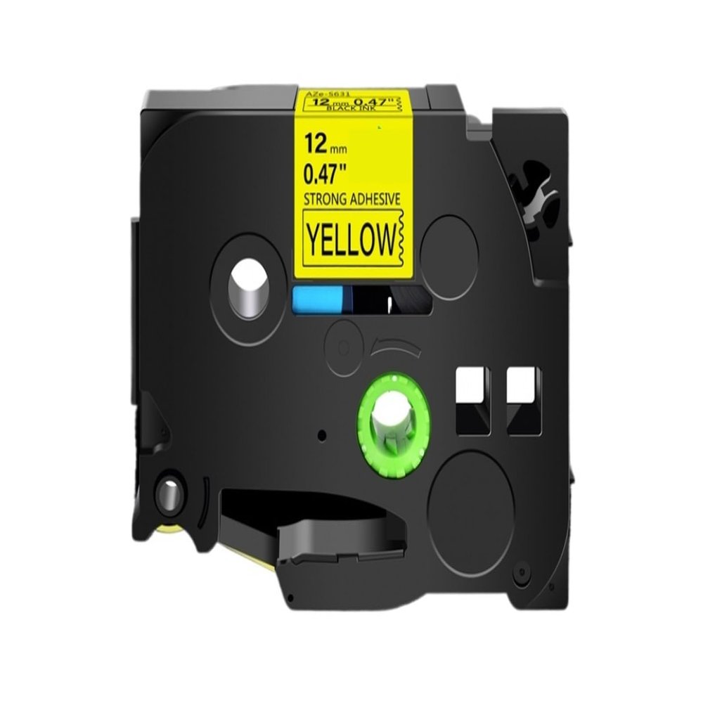 1PK Extra Strength Label Tapes for Printers Compatible with TZ-S241 TZe-S231 S131 S631 Black On White 12mm for PT-P700 D400(Black on Yellow)