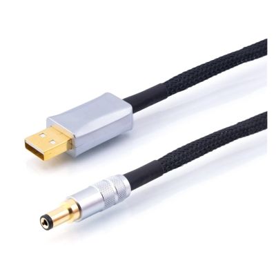 ACGTUY HiFi OCC Silver Plated 12V DC 2.5-2.1 Mm Plug Power Cable Connector Male to Male Cord Adapter Compatible with The Keces Linear Extension DC Wire(USB-A to 2.1,0.2m)