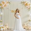 10ft x 10ft Beige Backdrop Curtain for Baby Shower Wrinkle Free Backdrop Drapes Panels for Parties Wedding Bridal Shower Birthday Photo Photography Polyester Fabric Background Decoration view 1