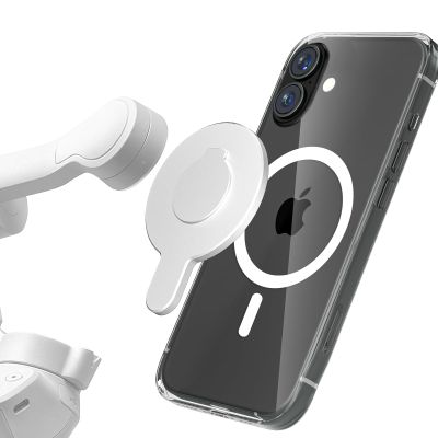 ALAFLY for DJI Magnetic Adapter Phone Mount, Compatible with MagSafe Phone Holder Clamp for DJI Osmo Mobile 7P 7 SE 6 5 4, Quick Release Gimbal Stabilizer Accessories, Silver