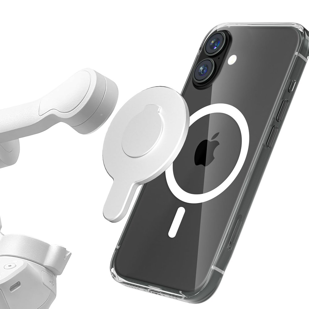 ALAFLY for DJI Magnetic Adapter Phone Mount, Compatible with MagSafe Phone Holder Clamp for DJI Osmo Mobile 7P 7 SE 6 5 4, Quick Release Gimbal Stabilizer Accessories, Silver