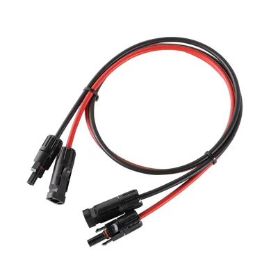 ACGTUY 1 Pair Solar Panel Extension Cable Copper Wire Black and Red with Solar Connector Solar PV Cable 6/4/2.5 Mm2 10/12/14 AWG(2M Black and 2M RED_10 AWG-6MM2)