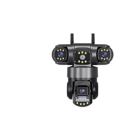 JUCFRDNJ Three Lens PTZ IP Camera Outdoor 6K HD Three Screen 4G Security Camera Auto Tracking 12MP CCTV Camera Waterproof(U/S,4G Cam only)