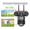 JUCFRDNJ Three Lens PTZ IP Camera Outdoor 6K HD Three Screen 4G Security Camera Auto Tracking 12MP CCTV Camera Waterproof(U/S,4G Cam only) view 3