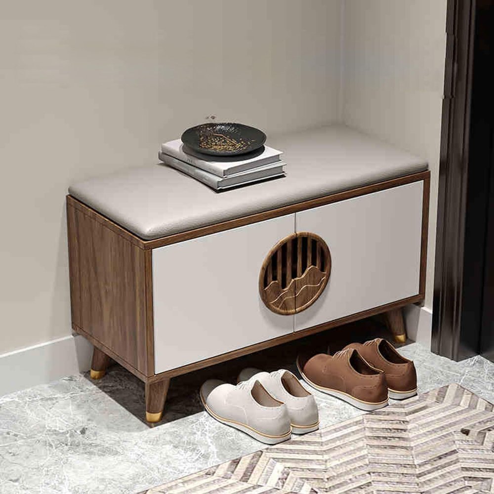 JHDXL Shoe Changing Bench, Portable Shoe with Door, Shoe Cabinet Wooden Shoe Cabinet, Freestanding Shoe Cabinet, Ideal for Bedroom, Living Room, Entryway(White,70 * 48cm/27.5 * 18.9in)