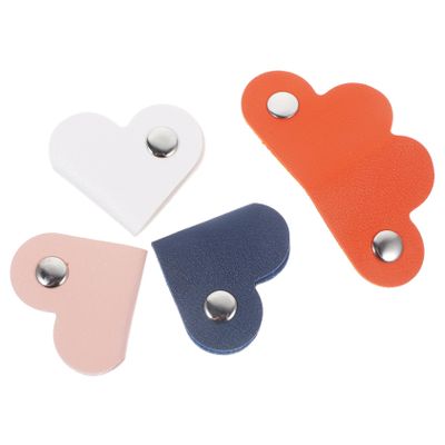 Uonlytech 8-Piece Heart Shaped Data Cable Organizer with Snap Buckles Portable PU Leather Earbud Cord Protectors for Travel