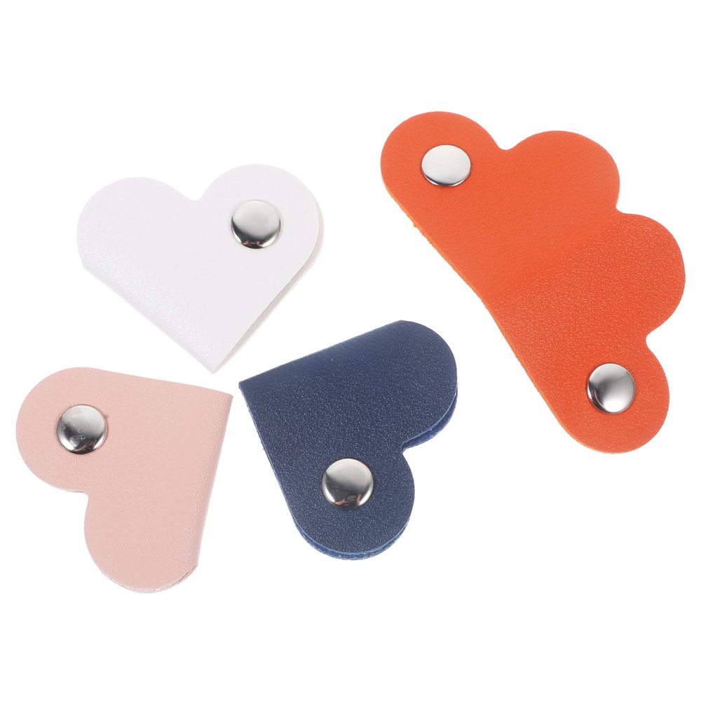 Uonlytech 8-Piece Heart Shaped Data Cable Organizer with Snap Buckles Portable PU Leather Earbud Cord Protectors for Travel