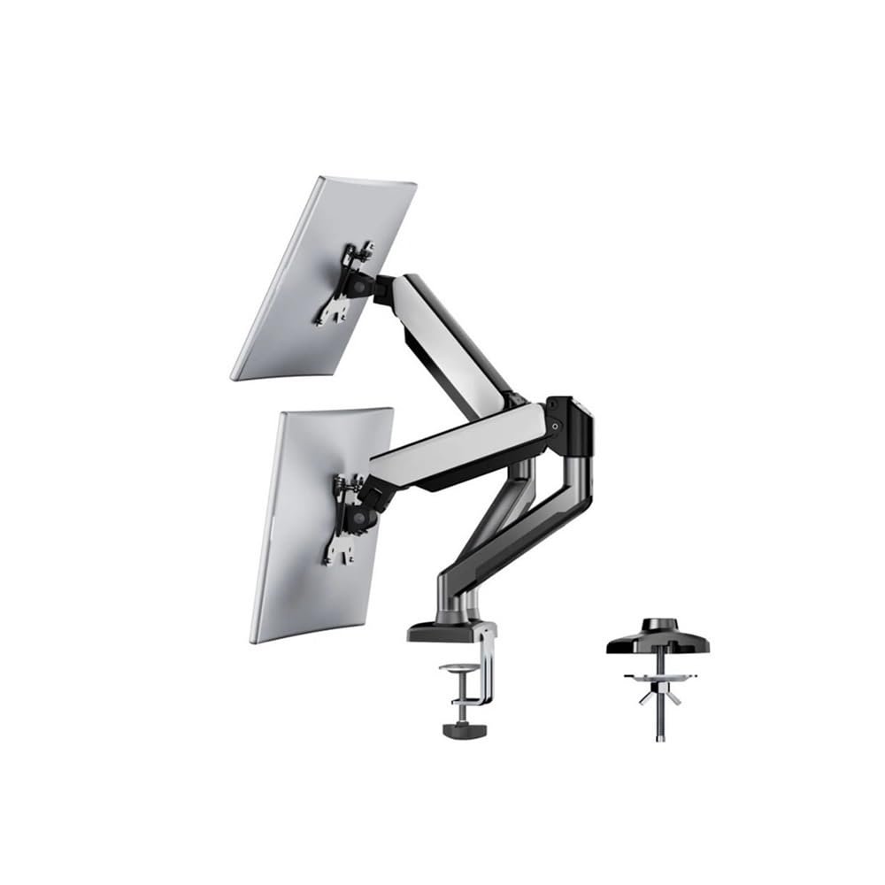zhongxlla Arm Monitor, Monitor Arm Dual Arm with C-Clamp & Grommet Mount,Flexible Adjustment Effortless Installation Monitor Arm Monitor Arm Stand Adjustable
