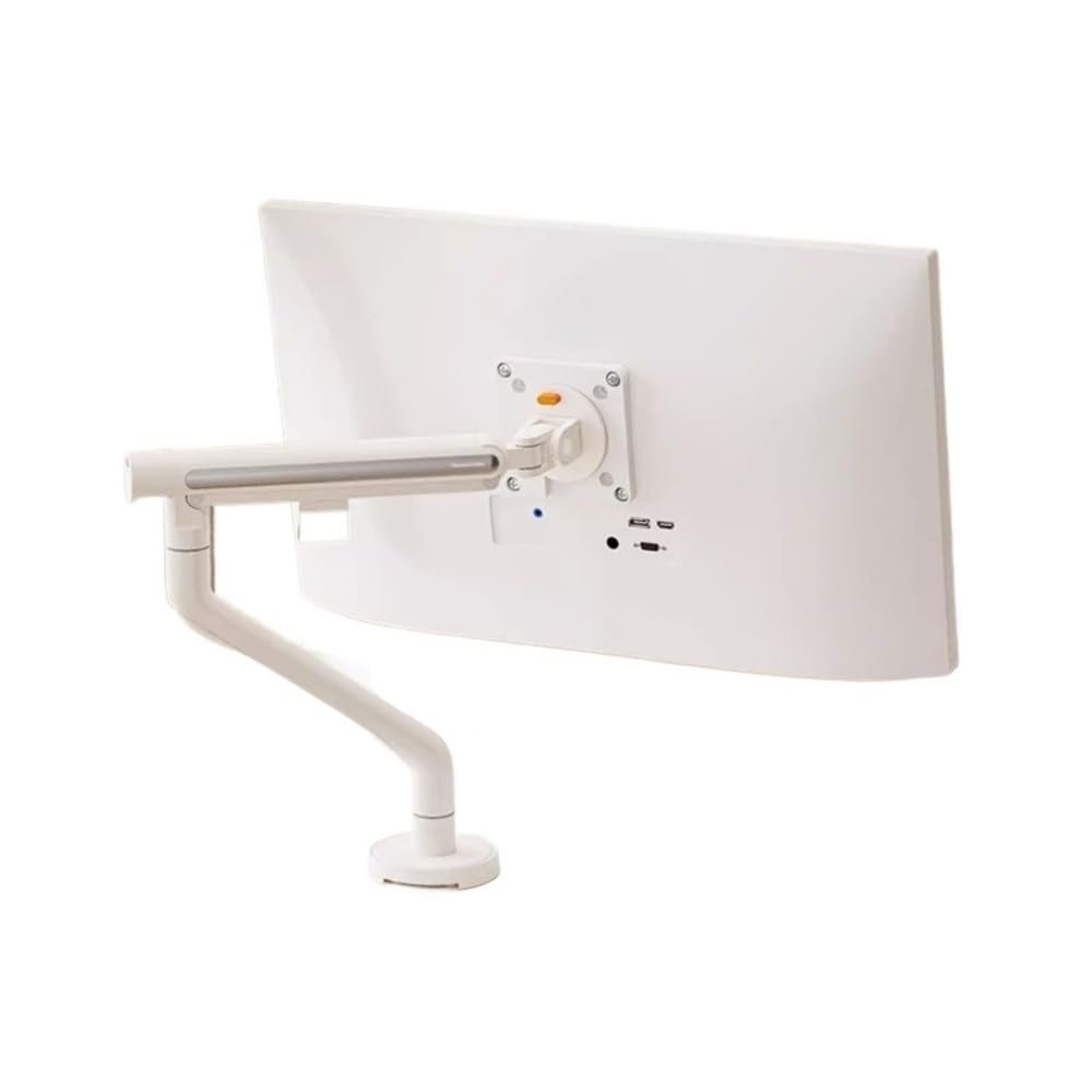 Arm Monitor, Single Monitor Mount, Fully Adjustable Mechanical Spring Monitor Desk Mount Arm with Clamp/Grommet Base, Holds Up to 32 inch, 19.8lbs, White Monitor Arm Stand Adjustable