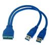 BOXUWFO HONGP 2 Ports Double USB 3.0 A Male to 20 Pin Motherboard Header Female Y Extension Cable Adapter USB Extension Cable Cord 25cm 50cm(50cm,20p Male-2xUSB Male) view 1