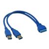 BOXUWFO HONGP 2 Ports Double USB 3.0 A Male to 20 Pin Motherboard Header Female Y Extension Cable Adapter USB Extension Cable Cord 25cm 50cm(50cm,20p Male-2xUSB Male) view 3