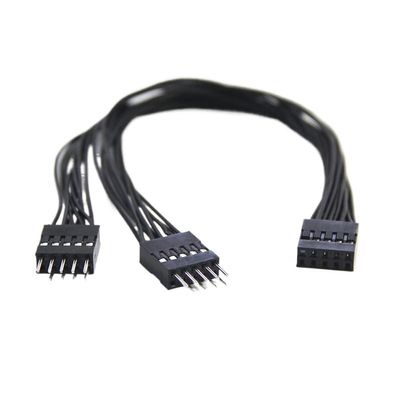 BOXUWFO HONGP PC Motherboard Switch 9-pin 1 to 2 line Splitter Switch Reset Desktop Power on/Off Control Cable(Black)