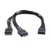 BOXUWFO HONGP PC Motherboard Switch 9-pin 1 to 2 line Splitter Switch Reset Desktop Power on/Off Control Cable(Black) view 1