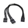 BOXUWFO HONGP PC Motherboard Switch 9-pin 1 to 2 line Splitter Switch Reset Desktop Power on/Off Control Cable(Black) view 2