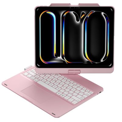 Adwnaeny 360 Rotation Keyboard Case for iPad Air 13-inch(M3/M2, 2025/2024)/iPad Pro 13-inch M4/Pro 12.9(6th 5th 4th 3rd Gen),Touchpad Keyboard with 7-Colors Backlit, Rosegold