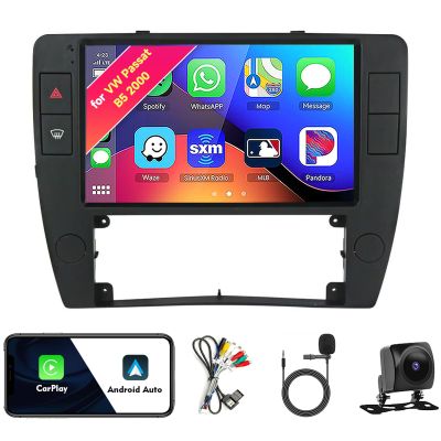 Car Radio Stereo for VW Passat B5 2000 2001-2005, Android 13, 9" IPS Touch Screen Upgrade Dash Kit with CarPlay & Android Auto, GPS Navigation DSP SWC 5G WiFi Camera 8CORE 8+256GB