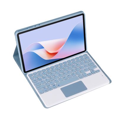 Magnetic Detachable Wireless Keyboard & Mouse Combo with Leather Cover for Honor Pad X8 Pro 11.5-inch Tablet  Full Wrapped Protection Keyboard Case (Blue,Touch Pad)