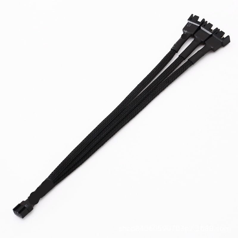 BOXUWFO HONGP 4 Pin Pwm Fan Cable 1 to 1/2/3/4 Ways Splitter Black Sleeved 27cm Extension Cable Connector PWM Extension Cables(1 to 3)