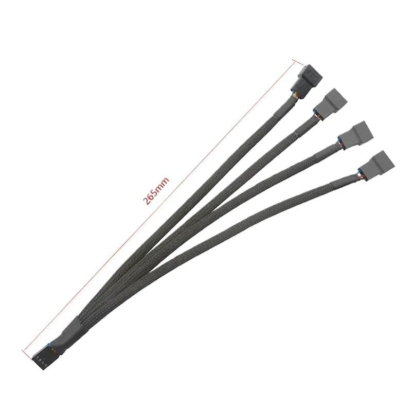 BOXUWFO HONGP Fan Splitter 4 Pin Adapter Cable 2, 3 Extension Cable Connector Sleeved Braided for Desktop Computer CPU PC(1 to 4)