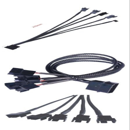 BOXUWFO HONGP 4pin IDE to 4-Port 3Pin/4Pin Cooler Cooling Fan Splitter Power Cable Environmental Connector Cables(5 x pin)