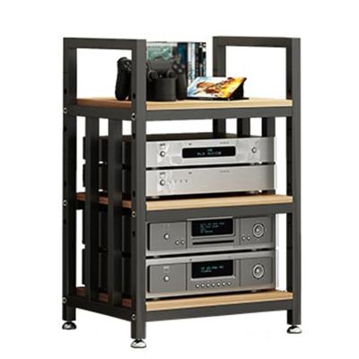 WLCGYD 3/4 Tier Modern Stereo Rack System Cabinet w/Adjustable Wood Shelf, Storage for Entertainment Stereo Component/Record Player/Electronics Equipment, Video Game Console Stand(3tier)