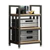 WLCGYD 3/4 Tier Modern Stereo Rack System Cabinet w/Adjustable Wood Shelf, Storage for Entertainment Stereo Component/Record Player/Electronics Equipment, Video Game Console Stand(3tier) view 1