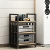 WLCGYD 3/4 Tier Modern Stereo Rack System Cabinet w/Adjustable Wood Shelf, Storage for Entertainment Stereo Component/Record Player/Electronics Equipment, Video Game Console Stand(3tier) view 2