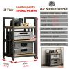 WLCGYD 3/4 Tier Modern Stereo Rack System Cabinet w/Adjustable Wood Shelf, Storage for Entertainment Stereo Component/Record Player/Electronics Equipment, Video Game Console Stand(3tier) view 3