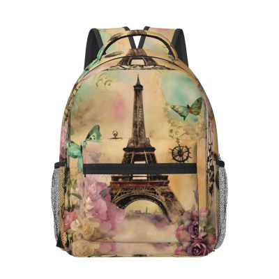 DRTGEDS Paris Eiffel Tower 16.5in High Capacity Laptop Backpack,Business Travel Durable Travel Backpacks For Women Men