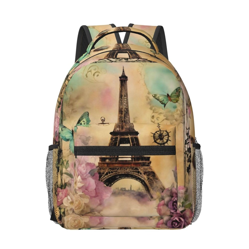 DRTGEDS Paris Eiffel Tower 16.5in High Capacity Laptop Backpack,Business Travel Durable Travel Backpacks For Women Men