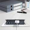 3 Hole Pop-Up Desktop Socket - 2ac+2usb+2 Network, Aluminum Alloy Embedded Desktop Socket - Opening Size: 224 * 110mm, Hidden Junction Box,Black view 2