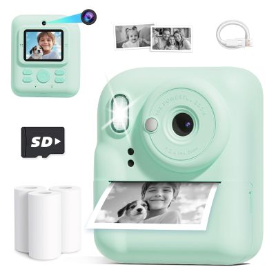 Seckton Kids Camera Instant Print, Upgrade Selfie Digital Camera for Kids, Christmas Birthday Gifts for Boys Girls Age 3-12, Toddler Portable Travel Toy with HD 1080P Video-Green
