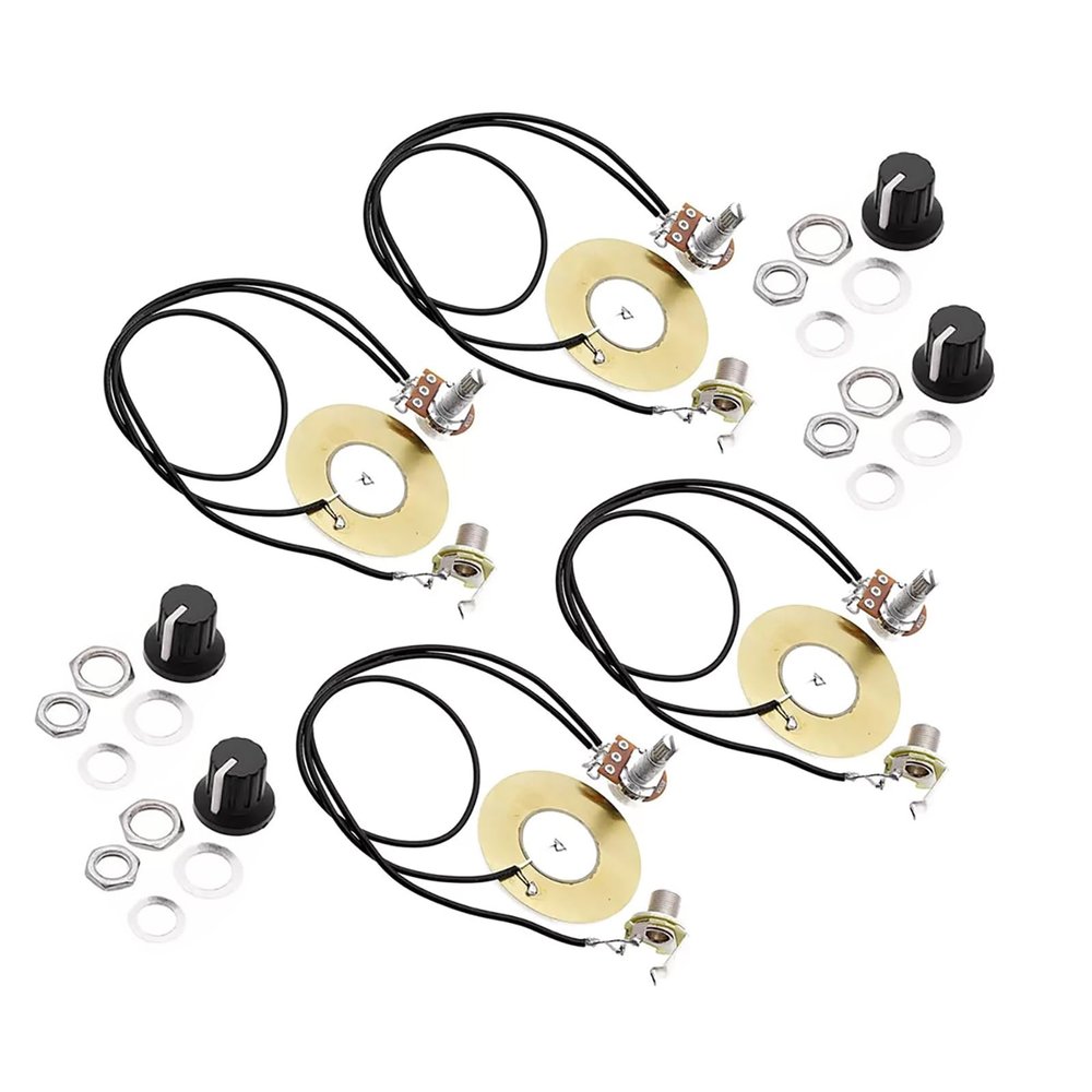 4PCS 50mm Piezo Pickup Transducer Prewired Amplifier with 6.35mm Output Jack for Guitar
