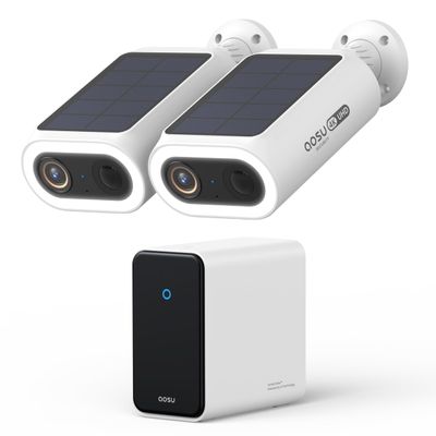 AOSU 4K Solar Security Cameras Wireless Outdoor, Expandable to 16TB (32GB Built-in) HomeCortex Home Security System, AI Face Recognition & Behavior Detection, 2-Cam Kit