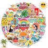 100 Pcs Summer Stickers for Kids Teens Girls Boys, Hawaiian Beach Stickers for Water Bottle Laptop, Waterproof, Cute Summer Party Favors & Decorations view 1