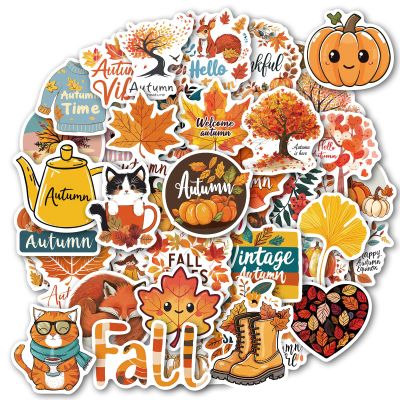 100 Pcs Fall Stickers  Maple Leaf, Pumpkin, and Thanksgiving Autumn Designs for Water Bottle, Laptop, Scrapbook, Cute Fall Party Favors & Decorations for Kids Teens Adults