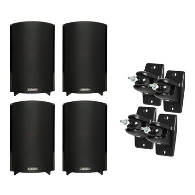 (2 Pairs) Definitive Technology ProMonitor 800-2-Way Satellite or Bookshelf Speaker for Home Theater Speaker System + Pair of Definitive Technology VEPC Pro-Mount 90 - Pair (Black) Bundle