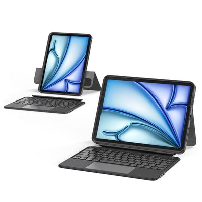 accrosoo Keyboard Case for iPad Air 11" (M3 2025 / M2 2024) 360 Rotatable & Detachable Magnetic Full Protect Case, with Trackpad for Pro 11" (1st/2nd/3rd/4th) & 10.9" Air 5th/4th,Backlits,Black