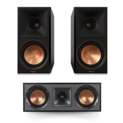 Klipsch Reference Premiere RP-600M II Bookshelf Speaker Pair in Ebony R-52C Powerful Detailed Center Channel Home Speaker Set of 1 Black Bundle
