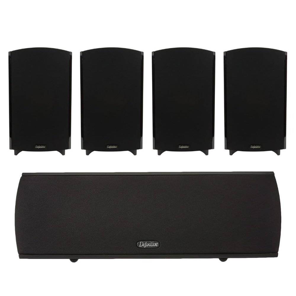 Definitive Technology (2 Pairs) ProMonitor 1000-2-Way Satellite or Bookshelf Speaker for Home Theater System Procenter 1000 Compact Center Speaker (Black) Bundle