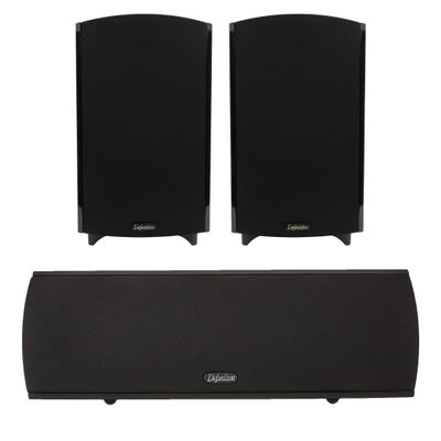 Pair of Definitive Technology ProMonitor 1000-2-Way Satellite or Bookshelf Speaker for Home Theater System + Definitive Technology Procenter 1000 Compact Center Speaker (Black) Bundle