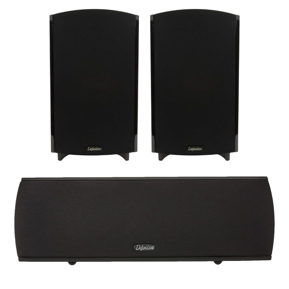Pair of Definitive Technology ProMonitor 1000-2-Way Satellite or Bookshelf Speaker for Home Theater System + Definitive Technology Procenter 1000 Compact Center Speaker (Black) Bundle