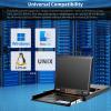 1U Rack Mount KVM Console Built-in 8 Port HDMI KVM Switch, 19" Rackmount Monitor, Keyboard and Touchpad, OSD/Hotkey/Button Switching,1280X1024@60Hz, 5:4 Aspect Ratio, Incl. KVM Cable and Ground Wire view 3