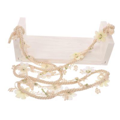 Abaodam Wooden Swing Photography Prop for Newborns Floral Accents for Photoshoots Charming Home Decor Accent Durable and Cloth Construction for Newborn Photography Props