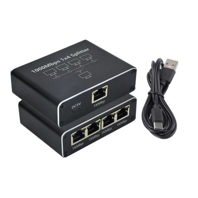 lowmountainswere 1000Mbps Ethernet Splitter RJ45 1X2 1X3 1X4 LAN Network Extender Adapter Compatible with The PC Computer Router Switch Works at The Same Time(1 to 4)
