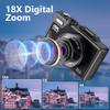 5K Digital Camera with WiFi Uprade, 75MP HD Vlog Camera with 18X Digital Zoom, Autofocus Retro Compact Cam with 3 Inch Screen for Travel Photography (Black) view 3